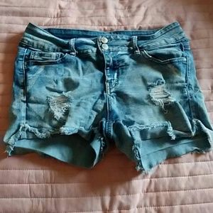 Ripped jean shorts